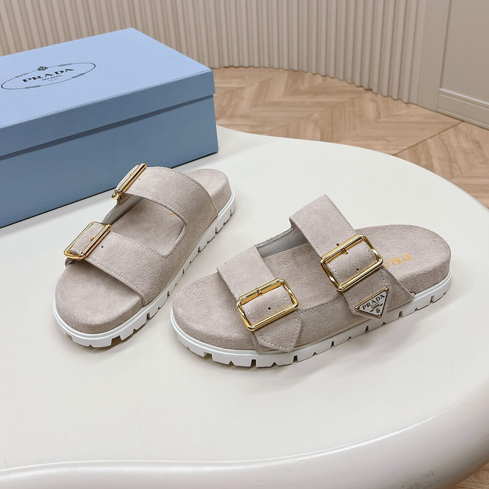 Pra*a Suede strap slides