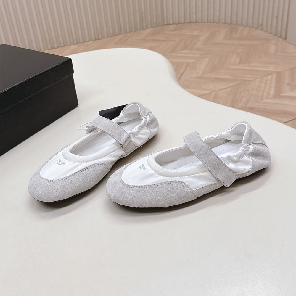 Pra*a Re-Nylon and suede ballet flats