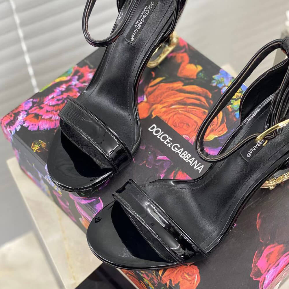 D01ce & gbbana polished calfskin sandals with dg baroque heel