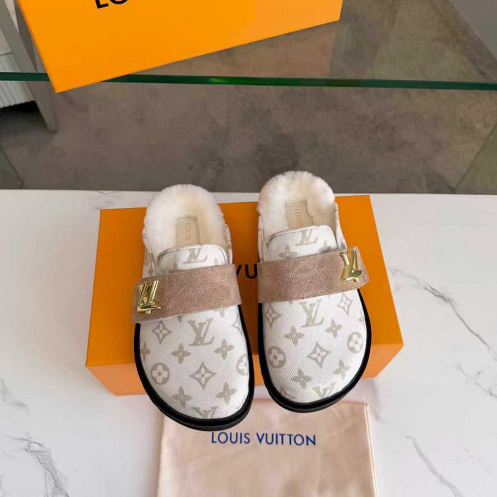 LV Monogram Wool Mules
