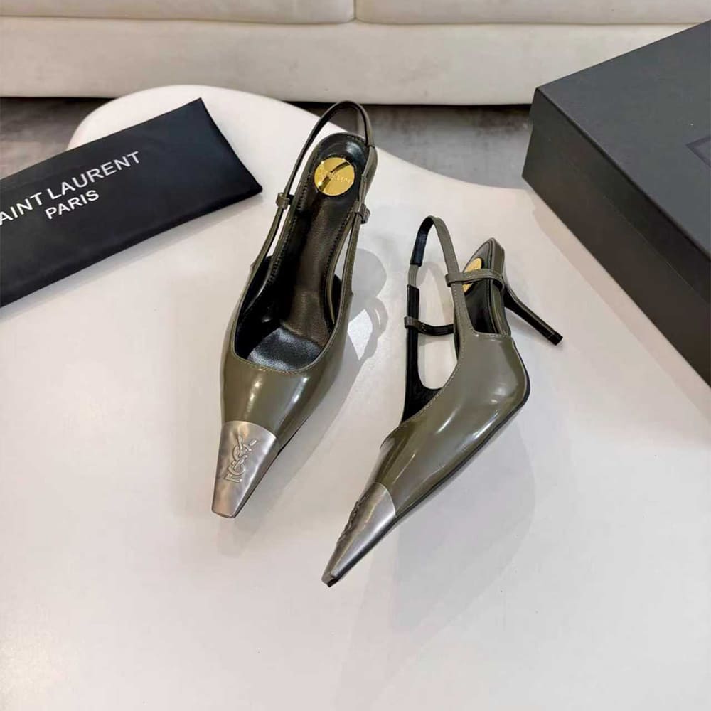 Y51 JEANNE slingback pumps in glazed leather