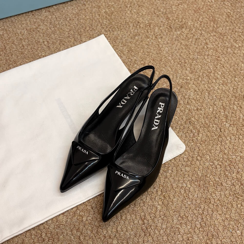 Pra*a Patent leather slingback pumps