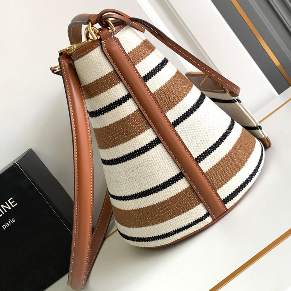 Ce1i*e BUCKET 16 BAG IN STRIPED TEXTILE WITH Ce1i*e JACQUARD(high-end grade)