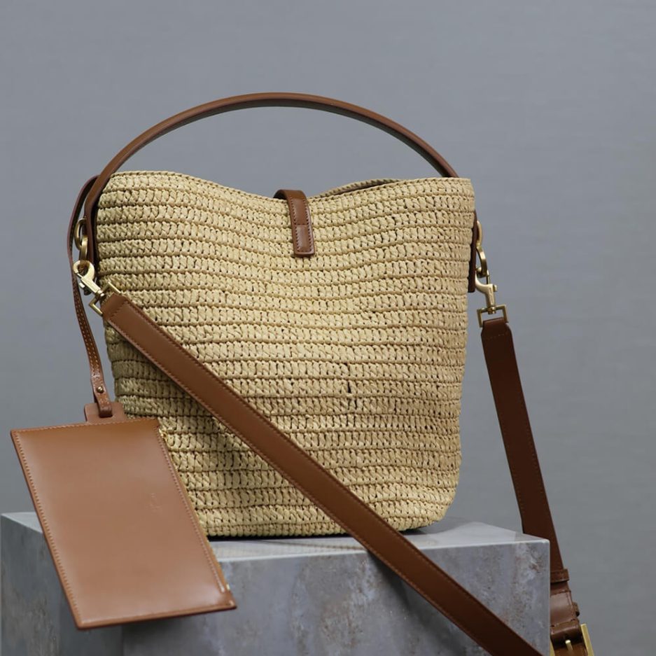 Y51 LE 37 IN WOVEN RAFFIA AND VEGETABLE-TANNED LEATHER(HIGH-END GRADE)