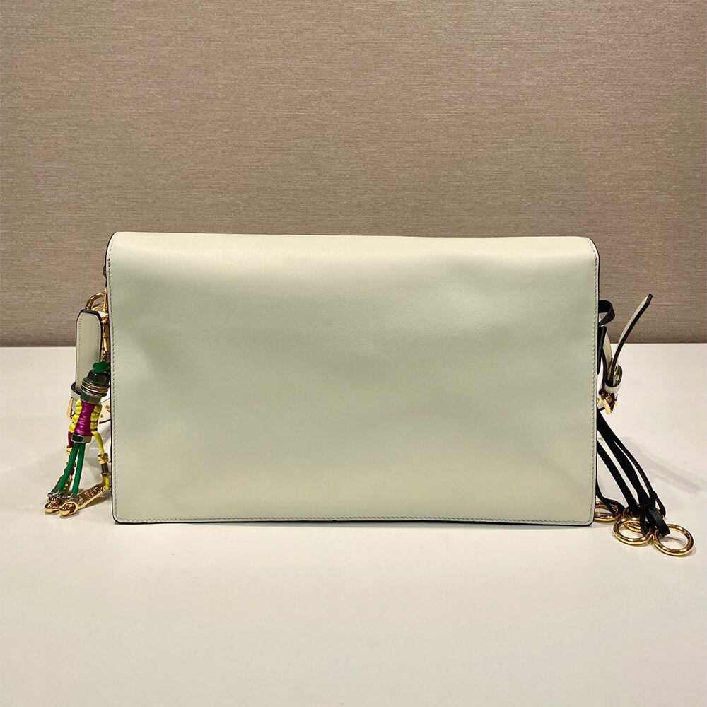 Pra*a Soft Sound large leather shoulder bag with charms(high-end grade)