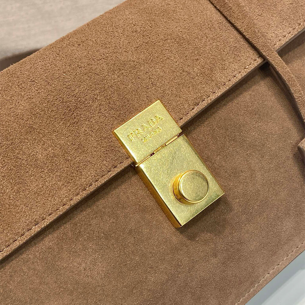 Pra*a Soft Sound medium suede shoulder bag(high-end grade)