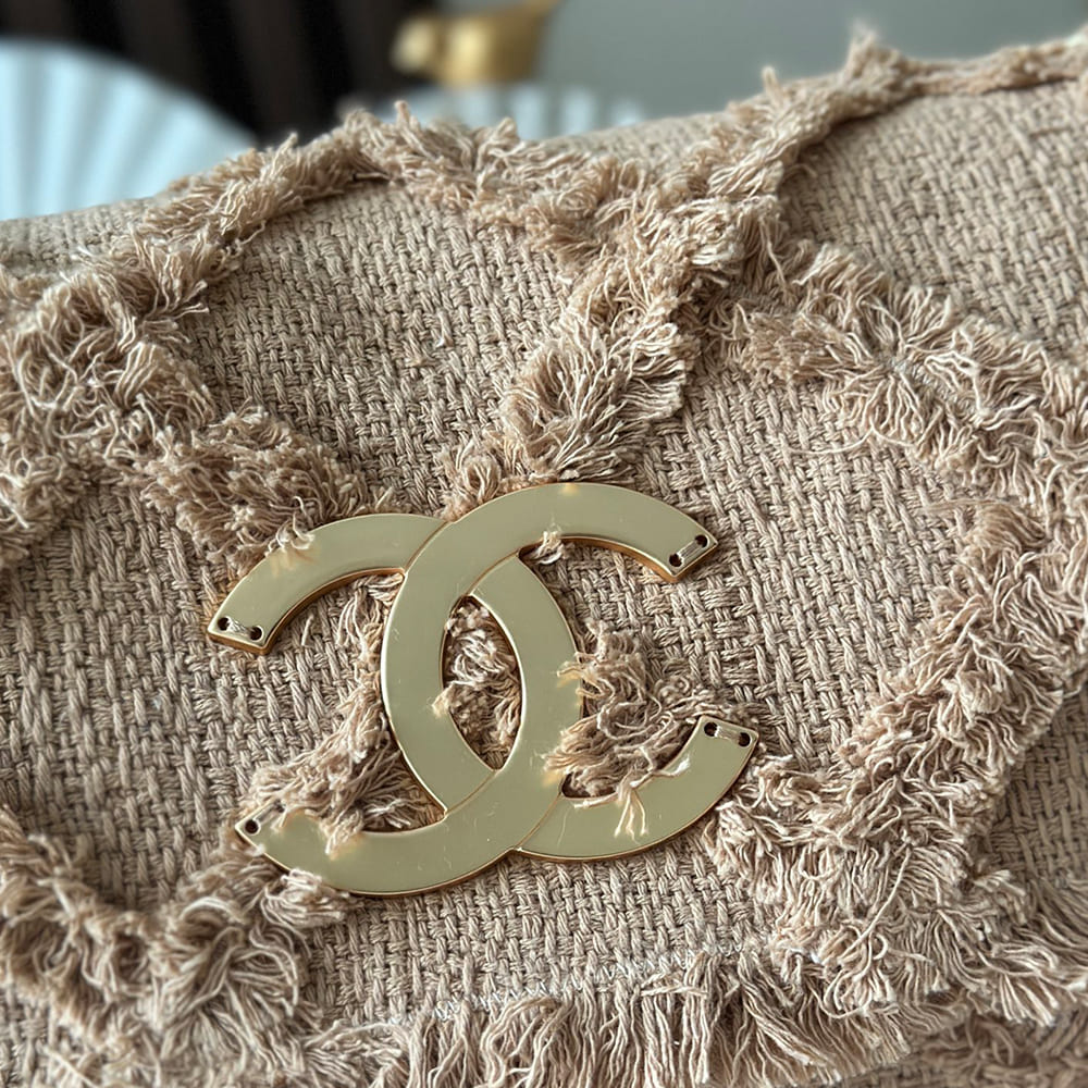 Ch**el Crochet Tweed Extra Large Flap Bag(HIGH-END GRADE)