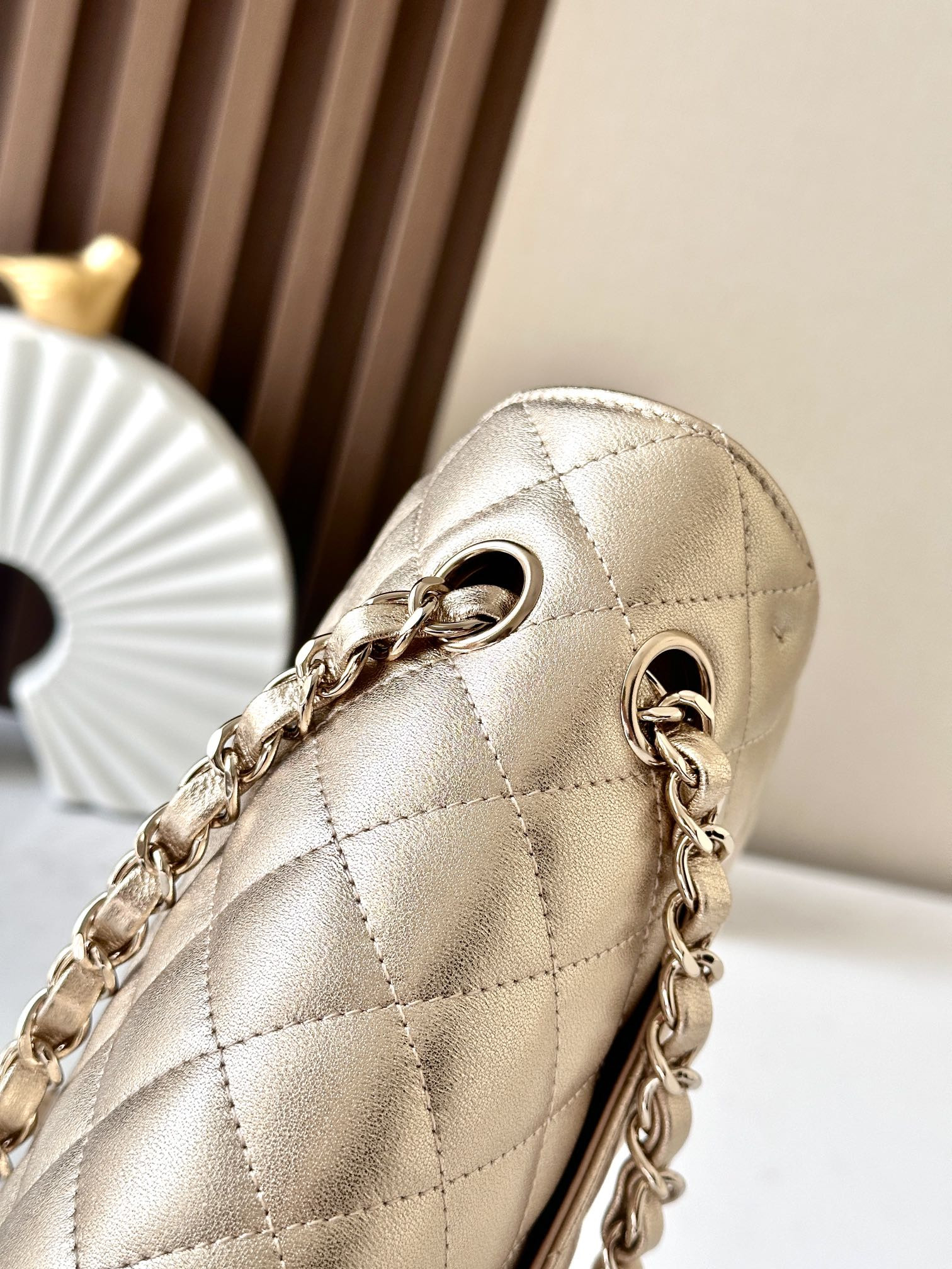 Ch**el Classic Flap a01112 Gold 15.5×25.5×6.5cm