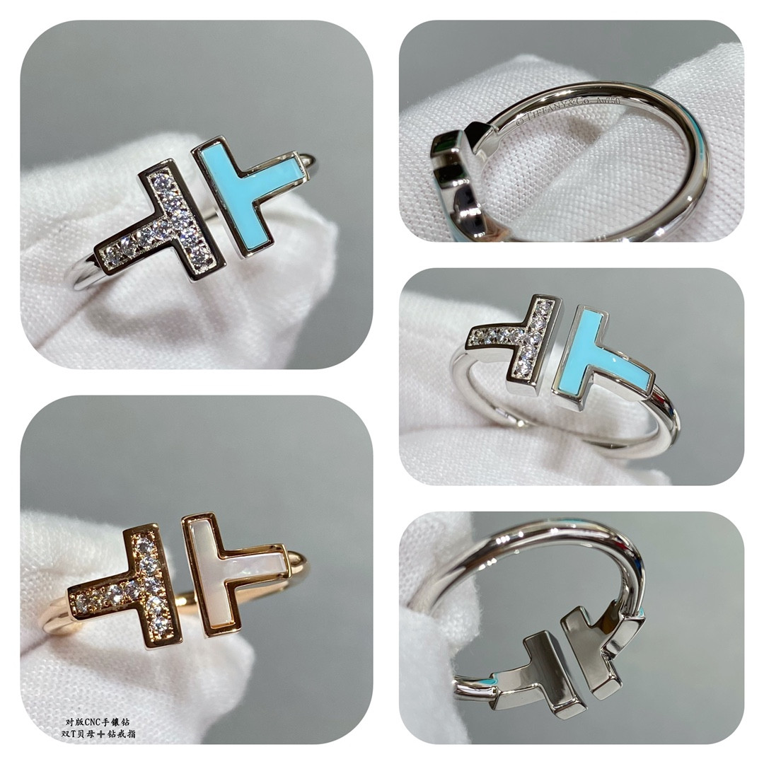 t*f*ny & co. double t mother-of-pearl & D1am0nd ring