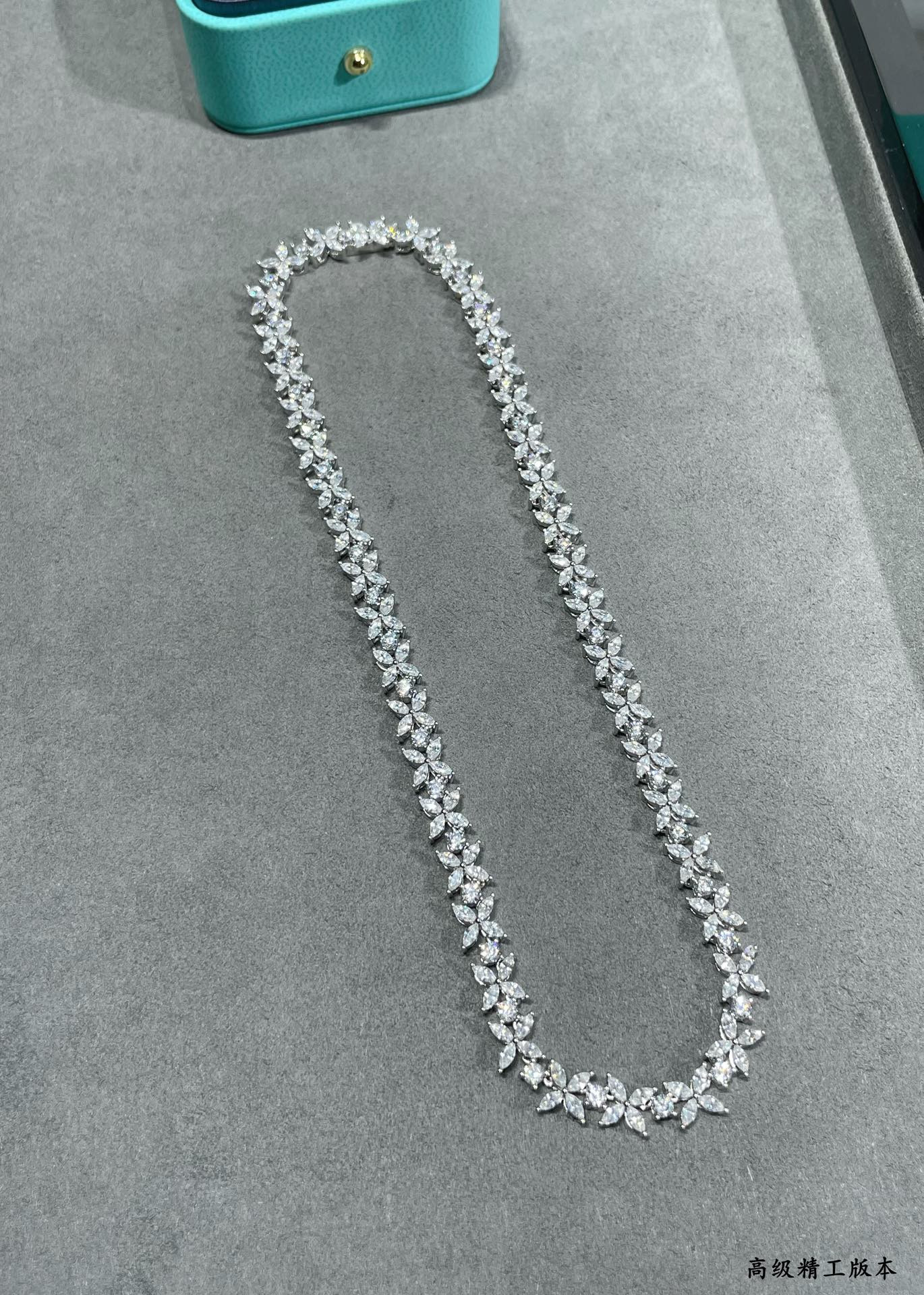 t*f*ny & co. full D1am0nd marquise necklace ag925