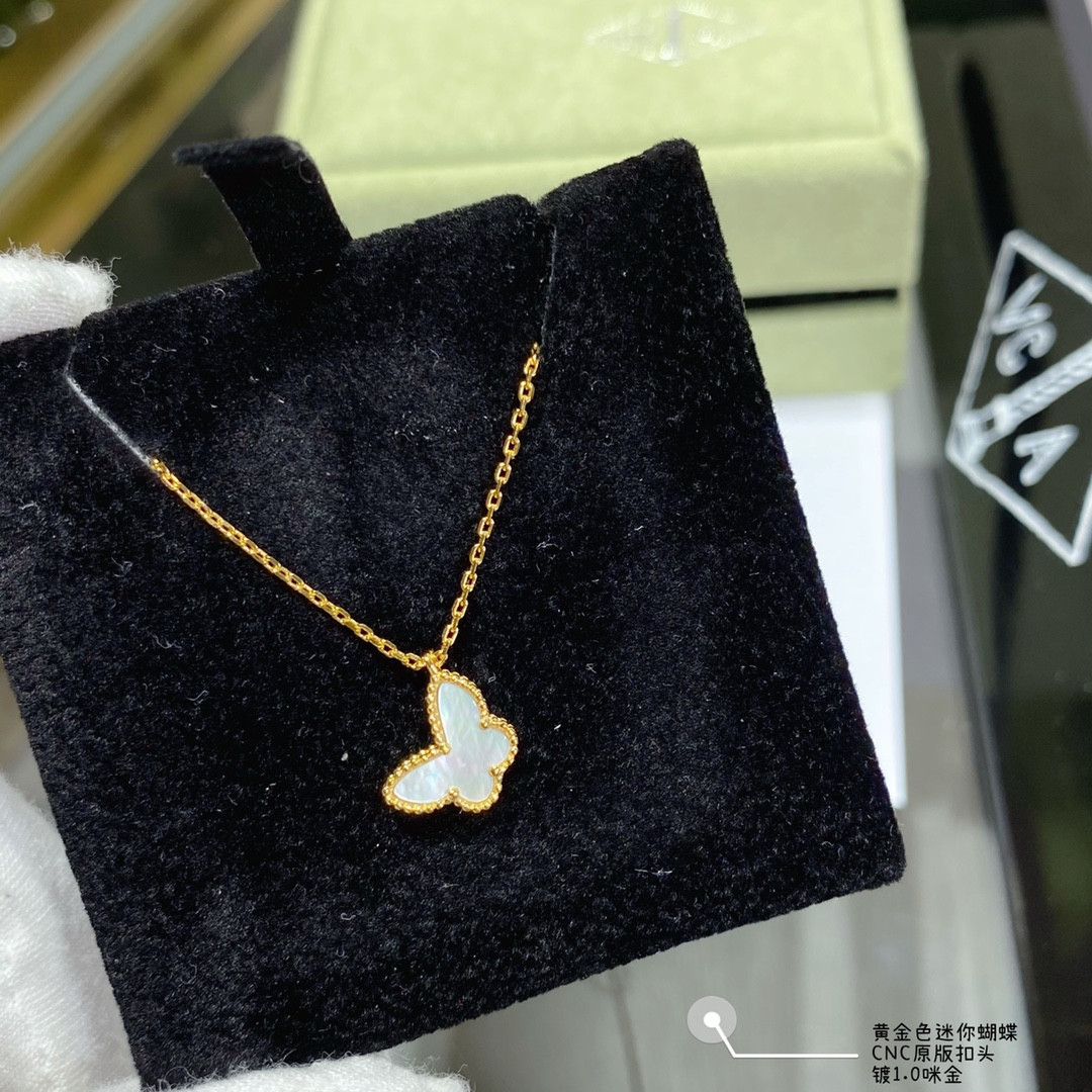 v*n cl**f & arpels preM1vm white fritillary mini butterfly necklace