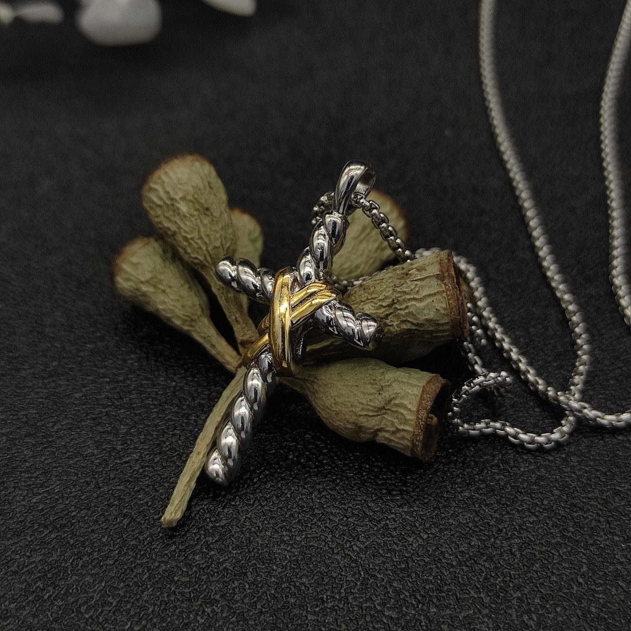 dau1d Yvrm*n cross necklace(chain length 45+5cm delay chain chain thickness 2mm)