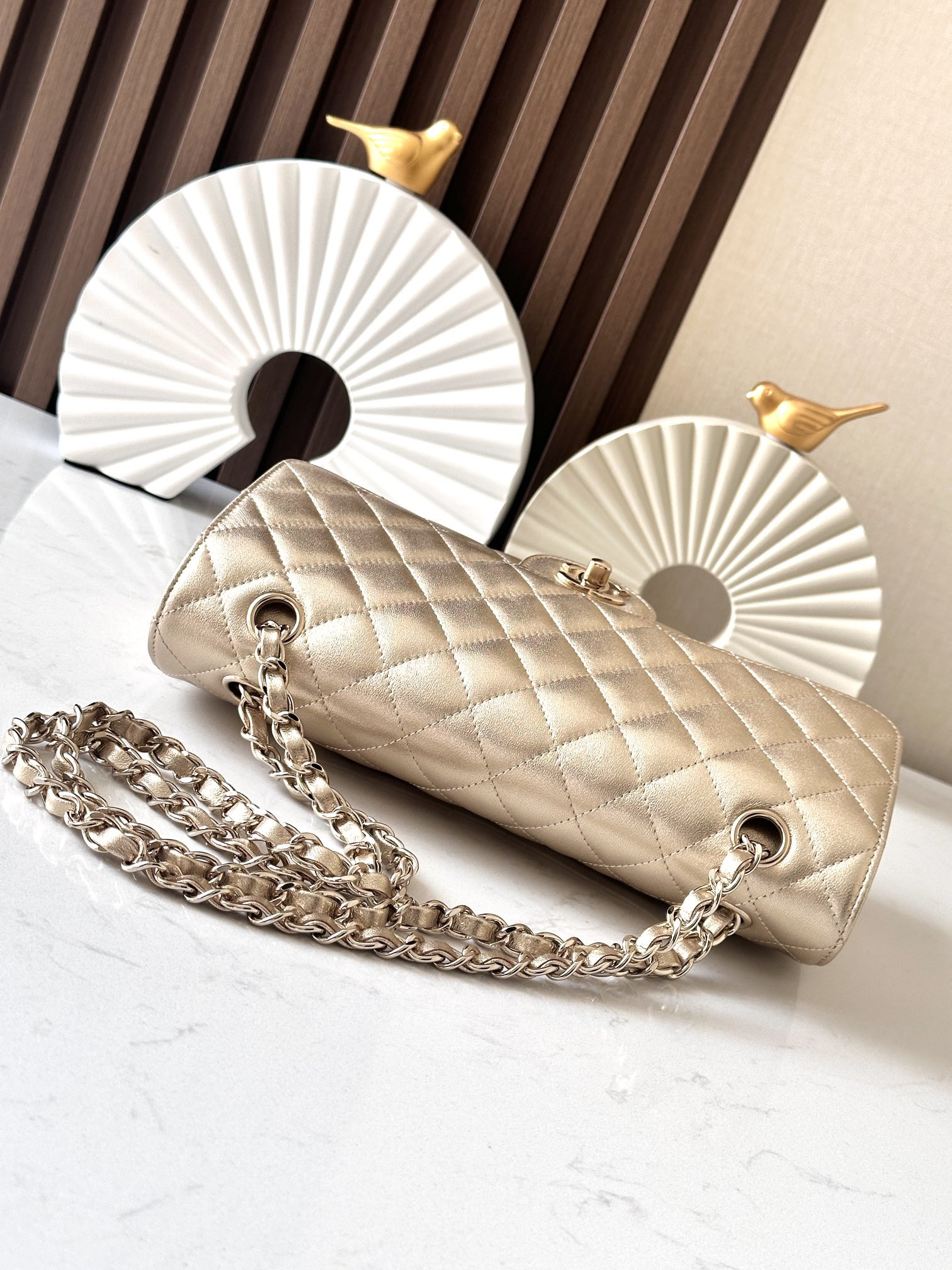Ch**el Classic Flap a01112 Gold 15.5×25.5×6.5cm