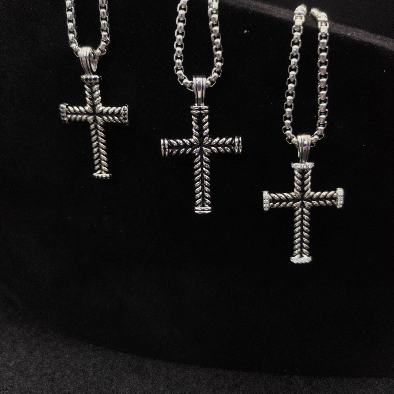 dau1d Yvrm*n cross necklace(chain length 50+5cm delay chain chain thickness 3mm)