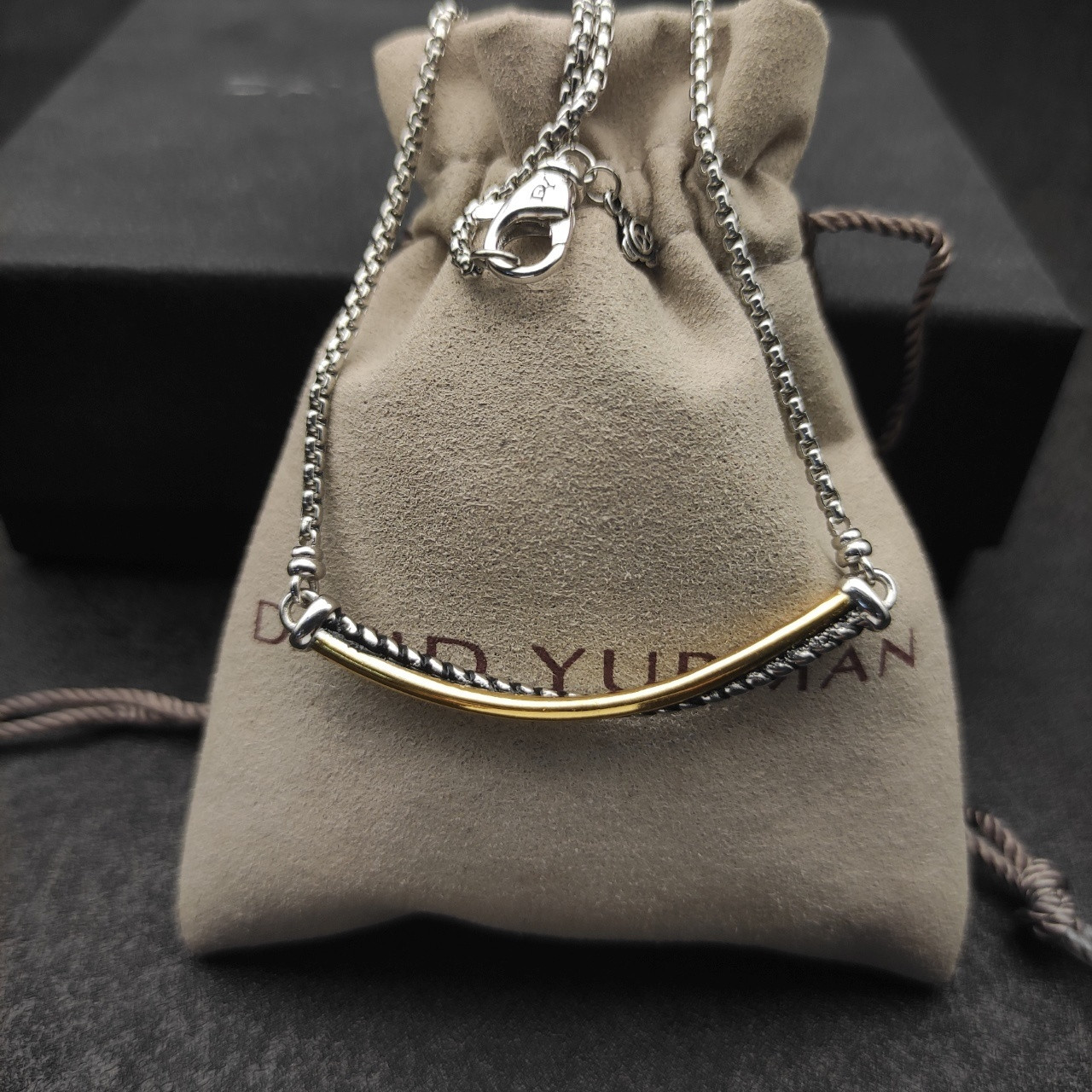 dau1d Yvrm*n smile necklace(chain length 45+5cm delay chain,chain thickness 2mm)