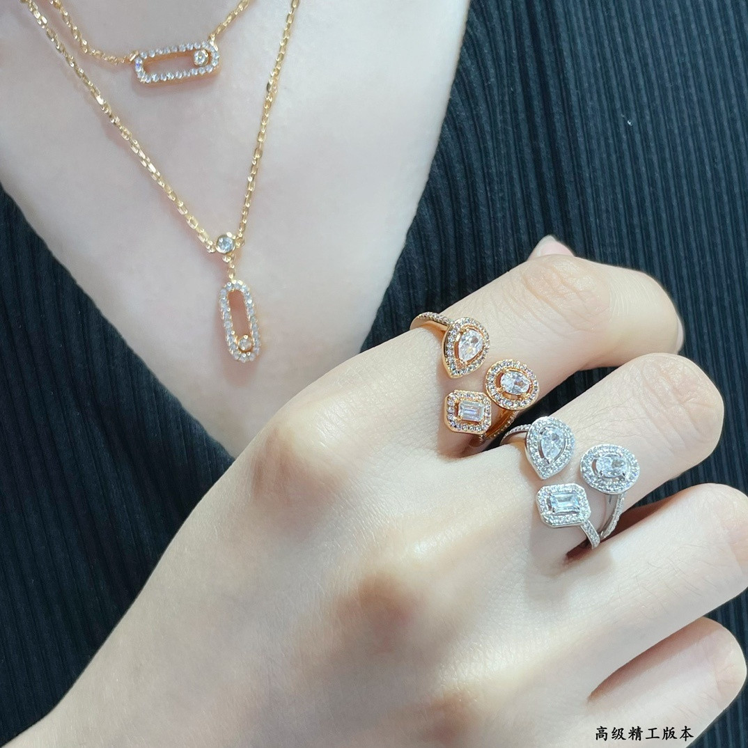 Mes1kaa water drop three-d1am0nd ring