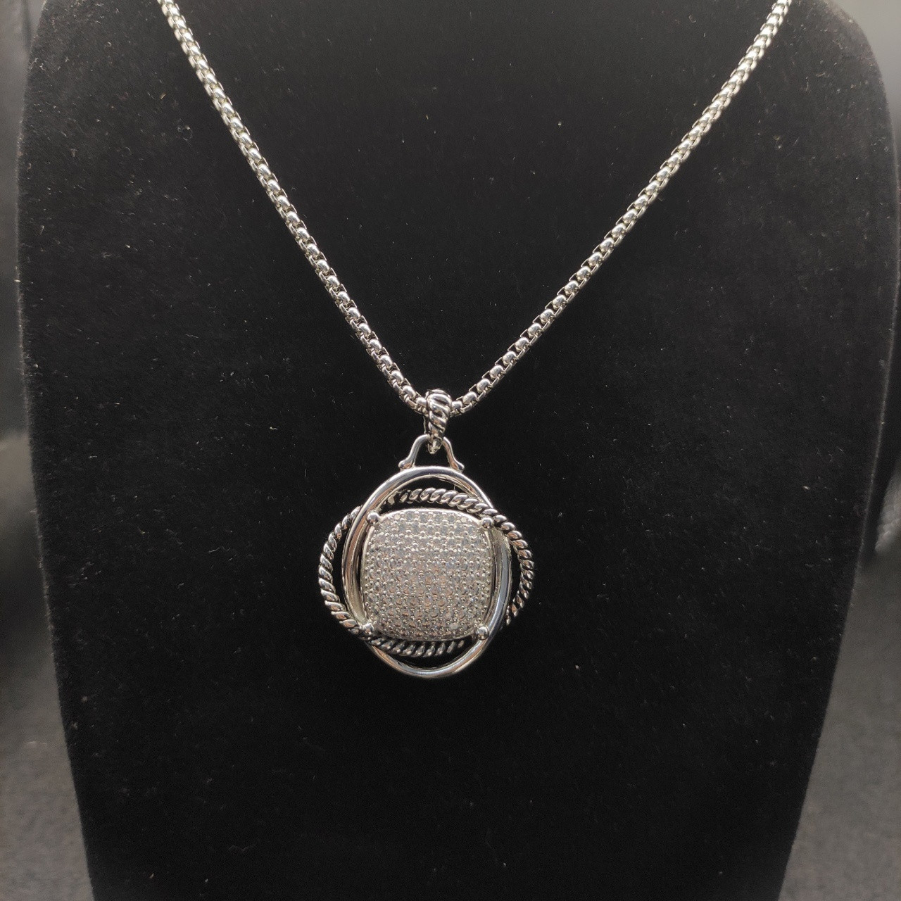 dau1d Yvrm*n 32mm square d1am0nd necklace(chain length 50+5cm delay chain chain thickness 3mm)
