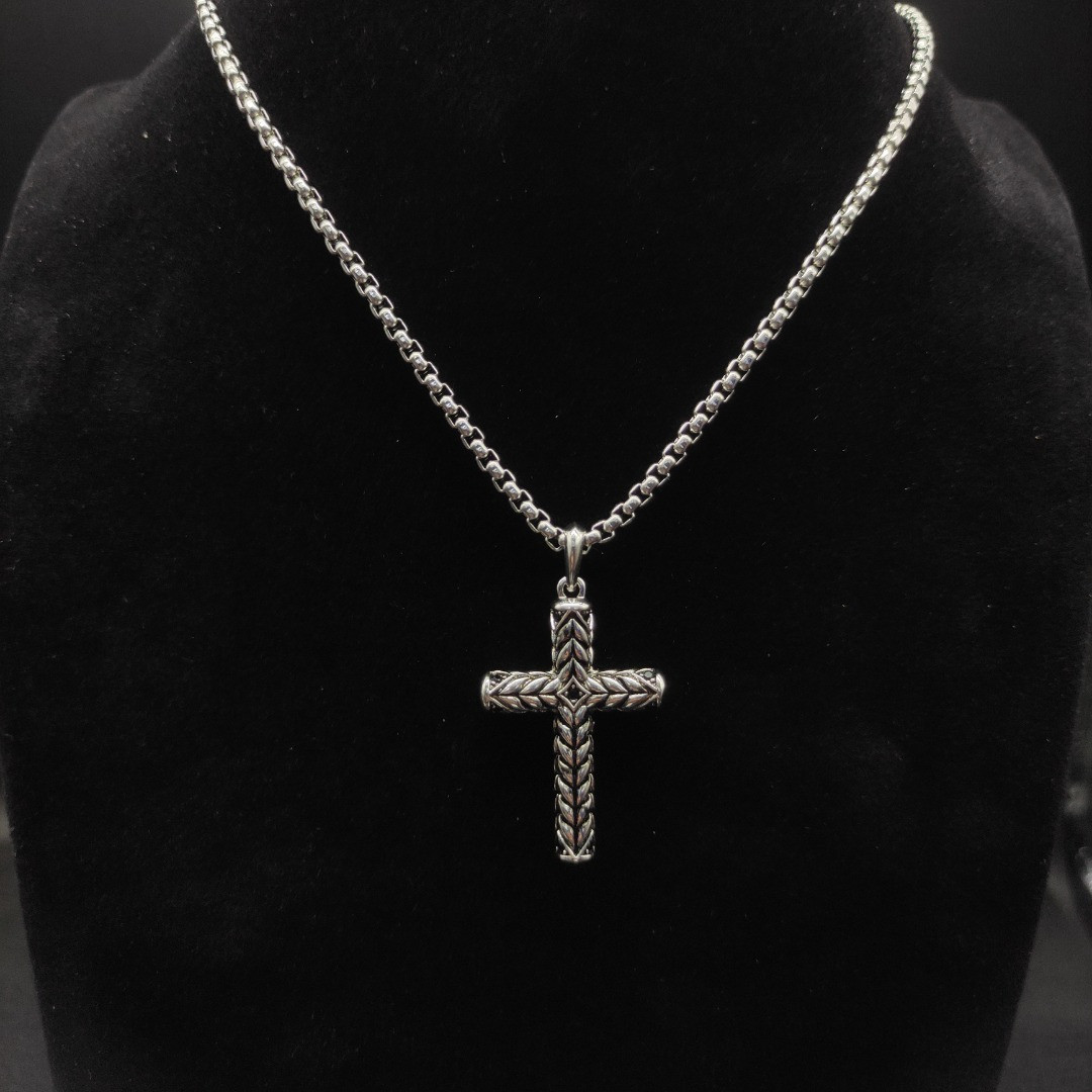 dau1d Yvrm*n cross necklace(chain length 50+5cm delay chain chain thickness 3mm)