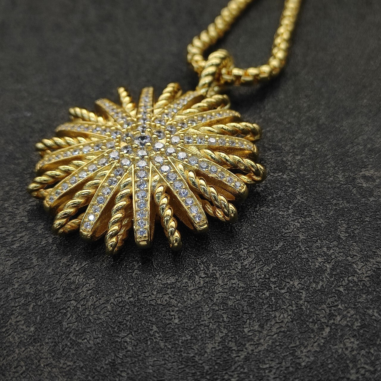 dau1d Yvrm*n sunflower full of d1am0nds necklace(chain length 50+5cm delay chain chain thickness 3mm)