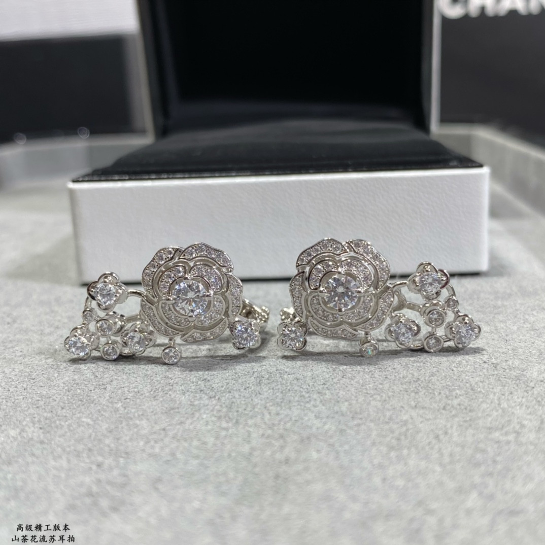 Ch**el Camellia Tassel Earrings
