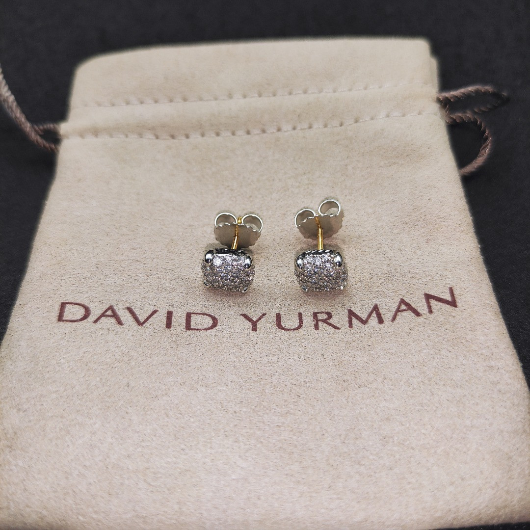 dau1d Yvrm*n 9mm four claws full of d1am0nds earrings