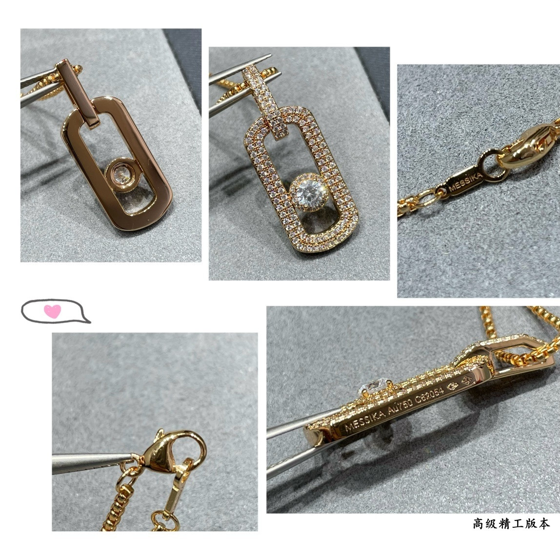 Mes1kaa two-row d1am0nd vertical pendant necklace