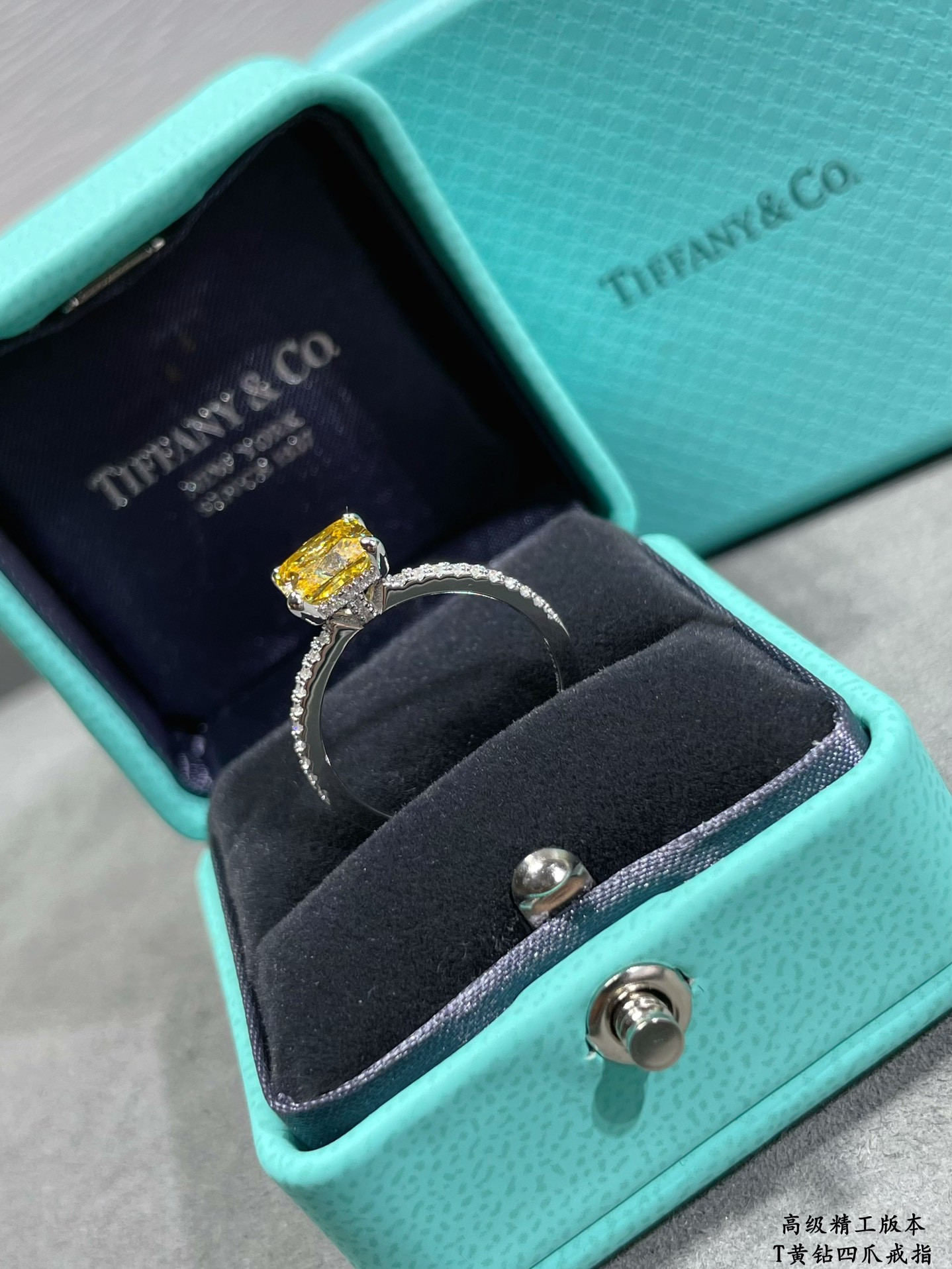 t*f*ny & co. four-prong yellow D1am0nd solitaire ring ag925