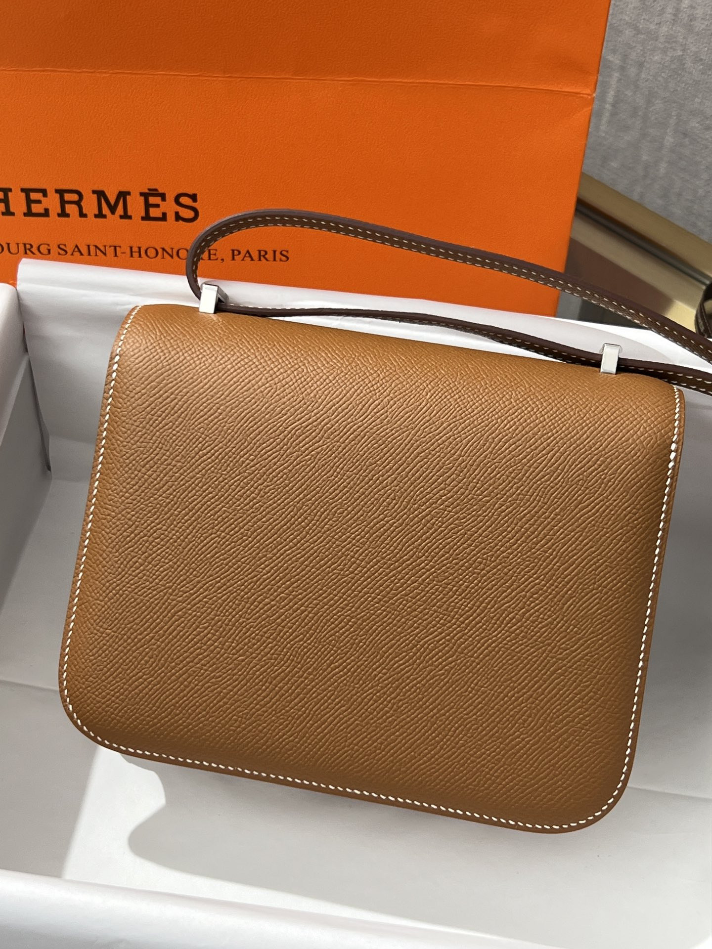 H**me5 Constance 24 Epsom leather silver hardware 9.4"x5.9"x3"