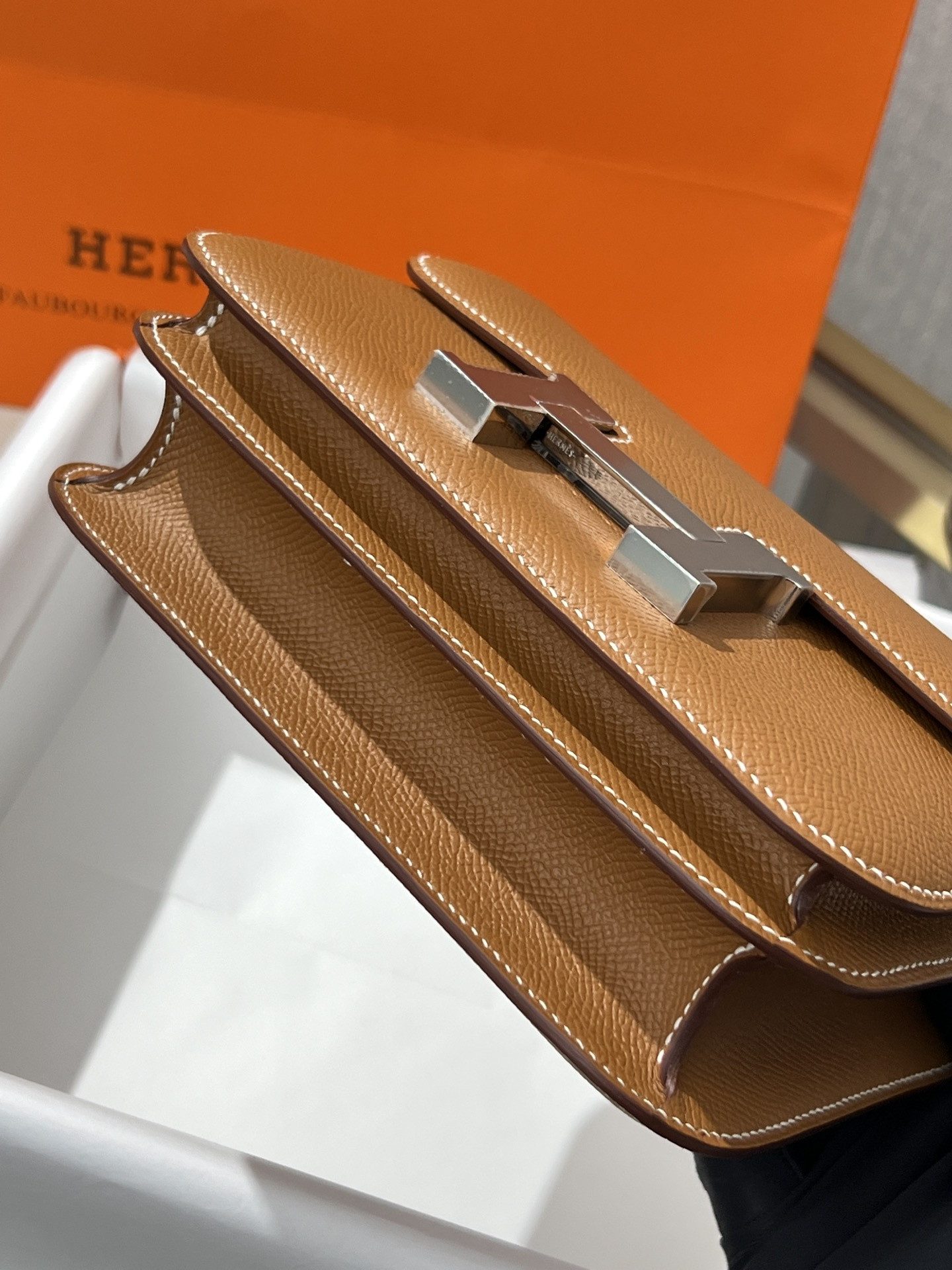 H**me5 Constance 24 Epsom leather silver hardware 9.4"x5.9"x3"
