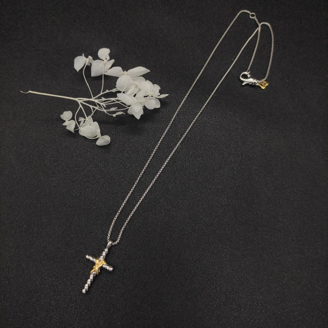 dau1d Yvrm*n cross necklace(chain length 45+5cm delay chain chain thickness 2mm)