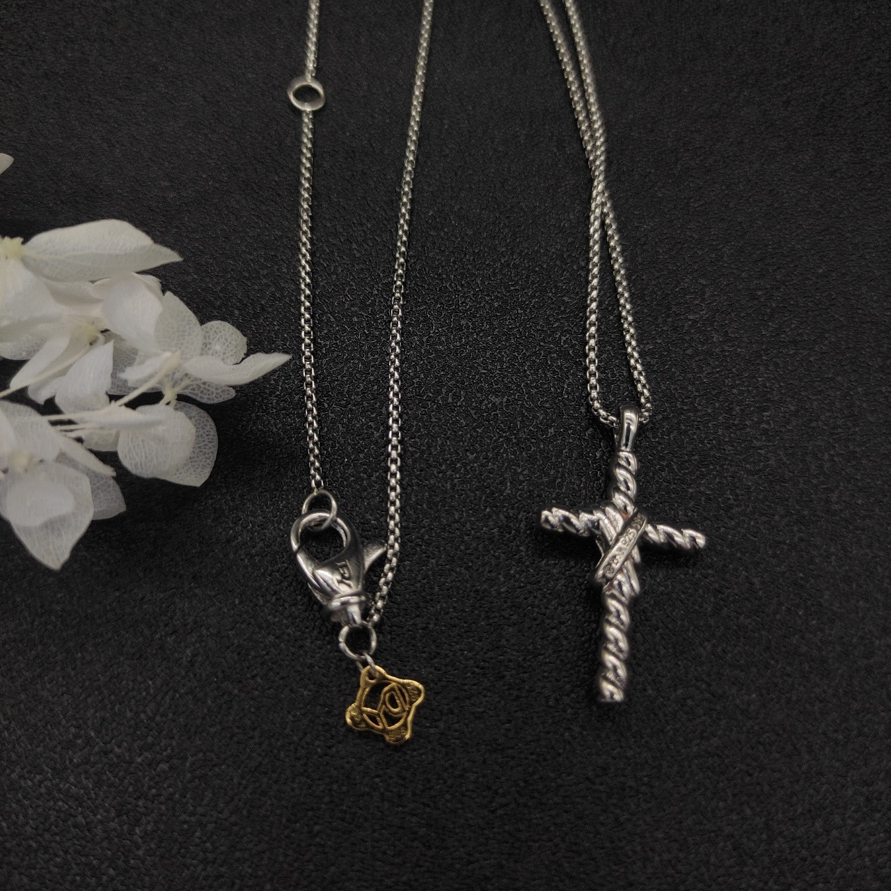 dau1d Yvrm*n cross necklace(chain length 45+5cm delay chain chain thickness 2mm)