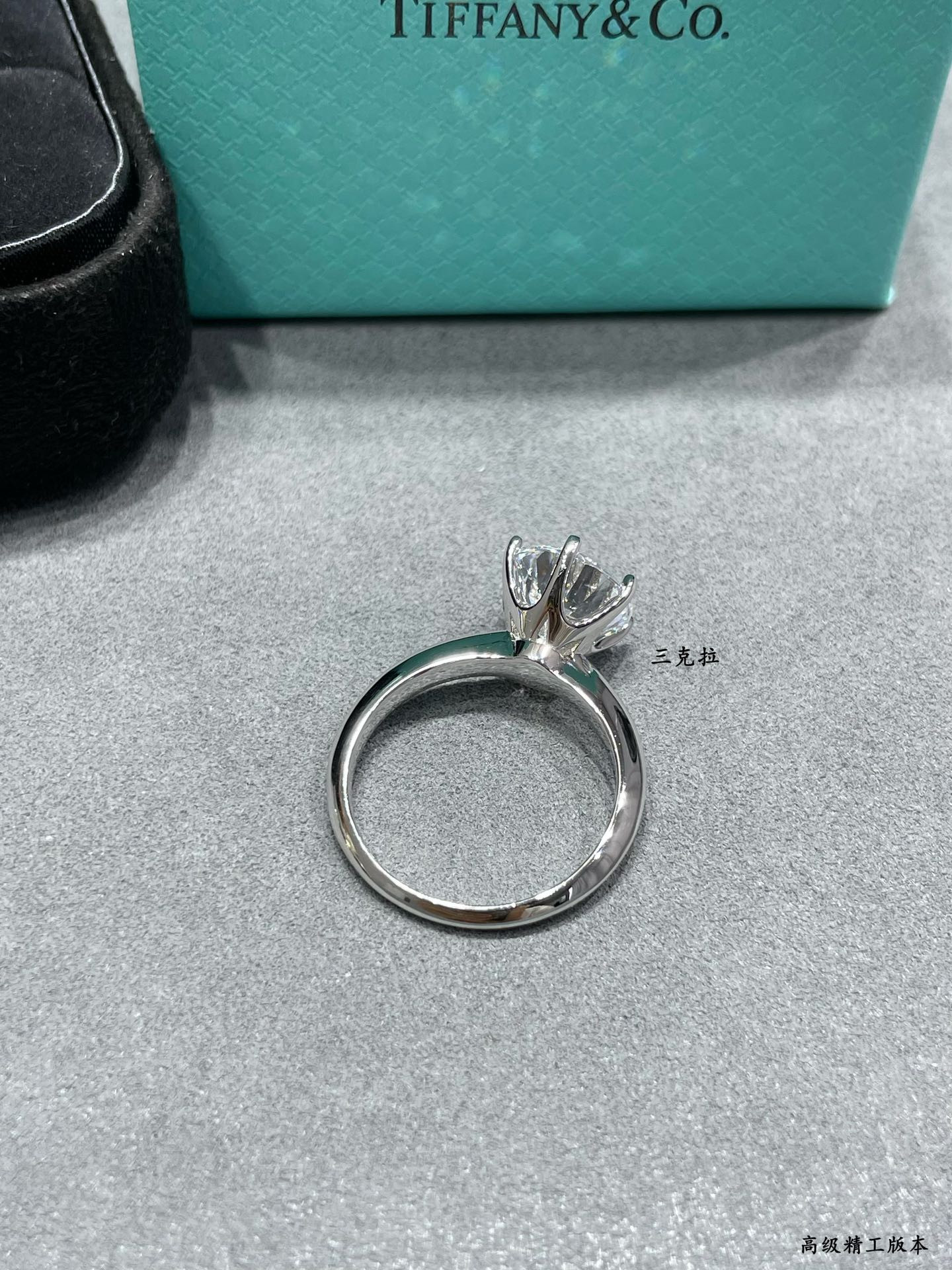 t*f*ny & co. six-prong ring high-carbon D1am0nd ag925