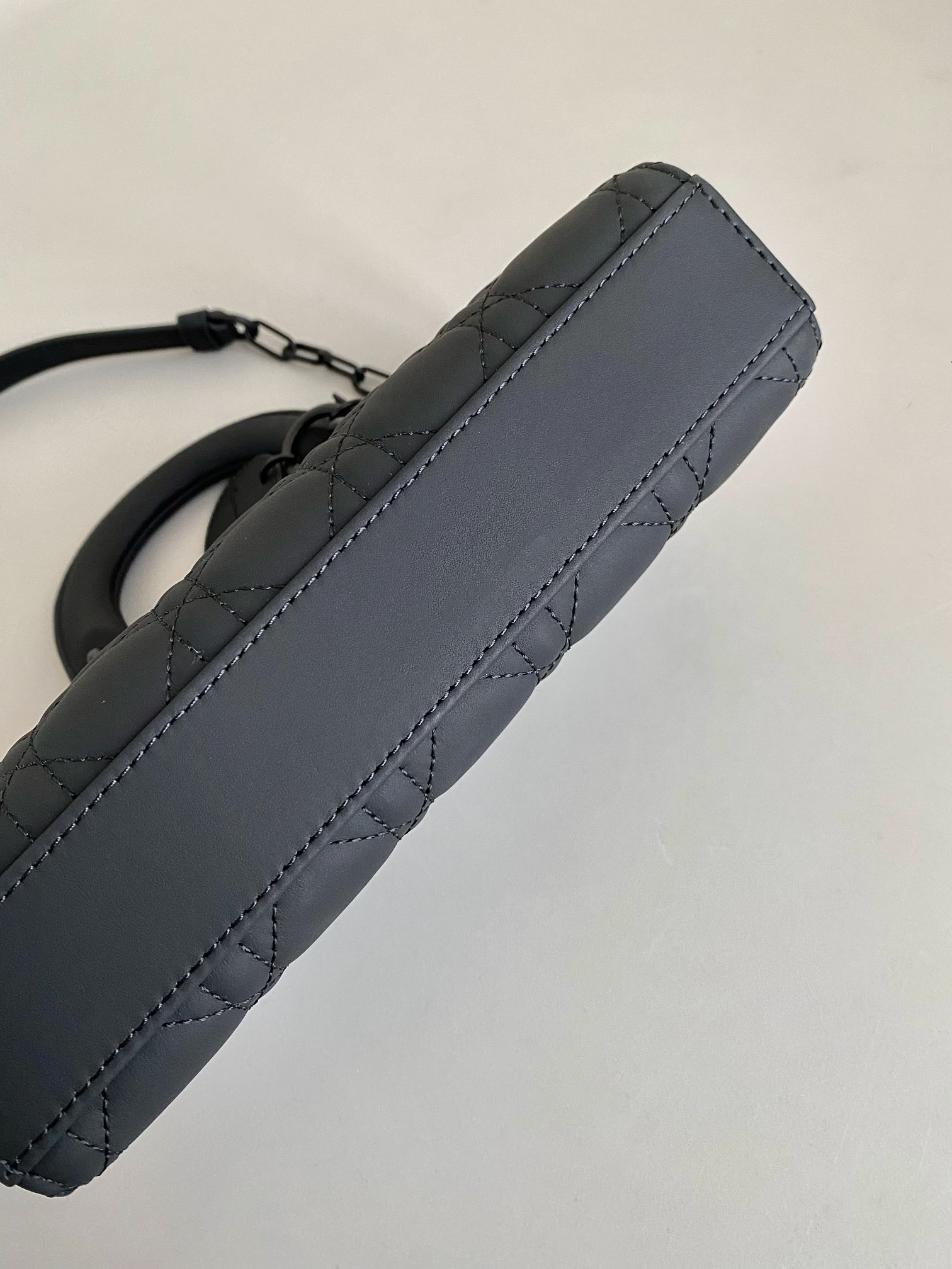 D10r SMALL LADY D-JOY BAG Ultramatte Black Cannage Calfskin
