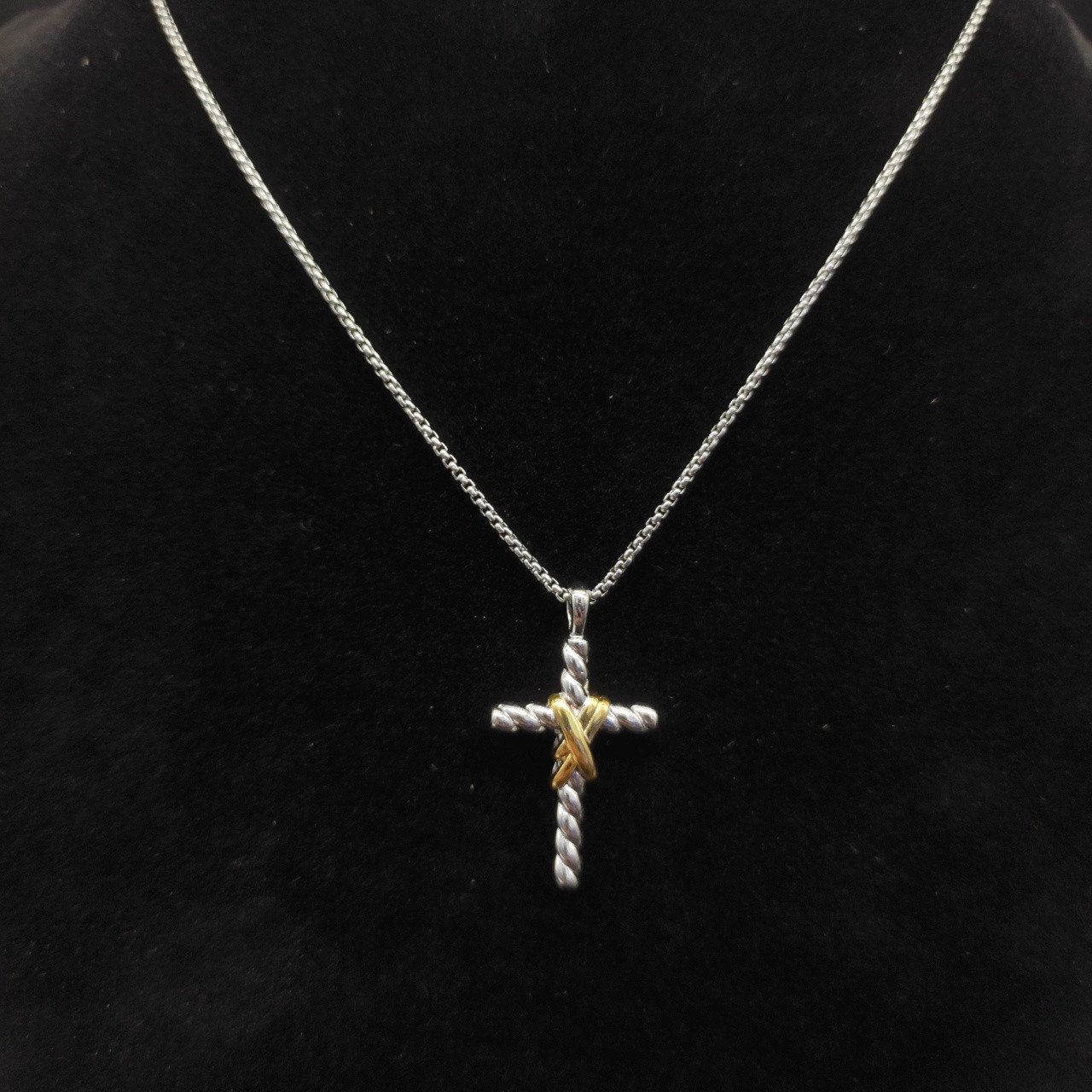 dau1d Yvrm*n cross necklace(chain length 45+5cm delay chain chain thickness 2mm)