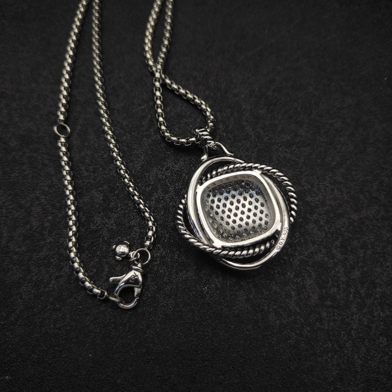 dau1d Yvrm*n 32mm square d1am0nd necklace(chain length 50+5cm delay chain chain thickness 3mm)