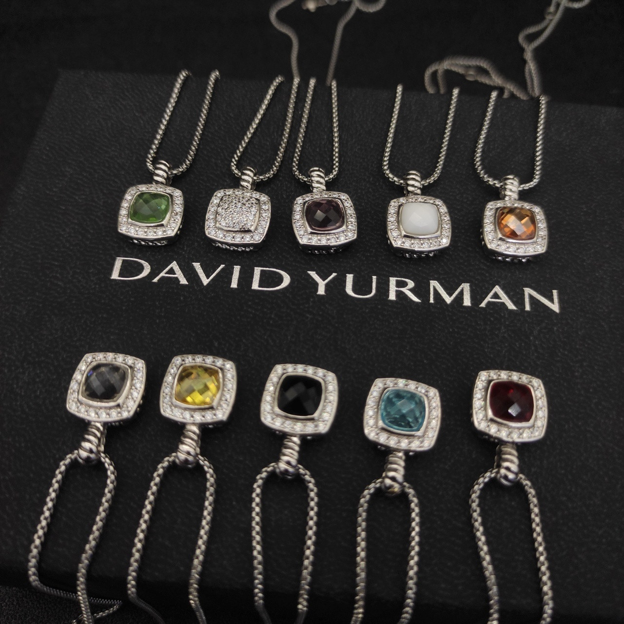 dau1d Yvrm*n square d1am0nd necklace(main stone 7mm, chain thickness 1.5mm, length 45+5cm delay chain)