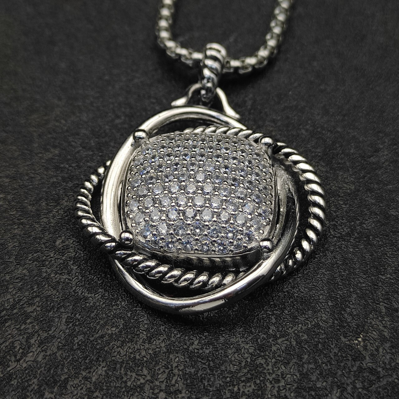 dau1d Yvrm*n 32mm square d1am0nd necklace(chain length 50+5cm delay chain chain thickness 3mm)