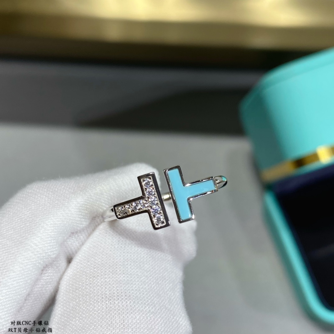 t*f*ny & co. double t mother-of-pearl & D1am0nd ring