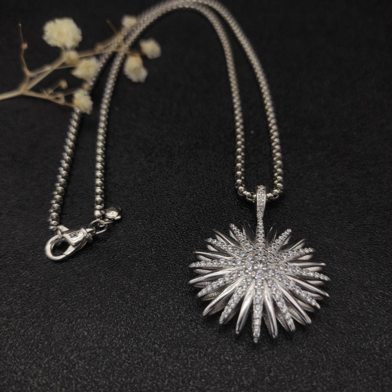 dau1d Yvrm*n sunflower full of d1am0nds necklace(chain length 50+5cm delay chain chain thickness 3mm)