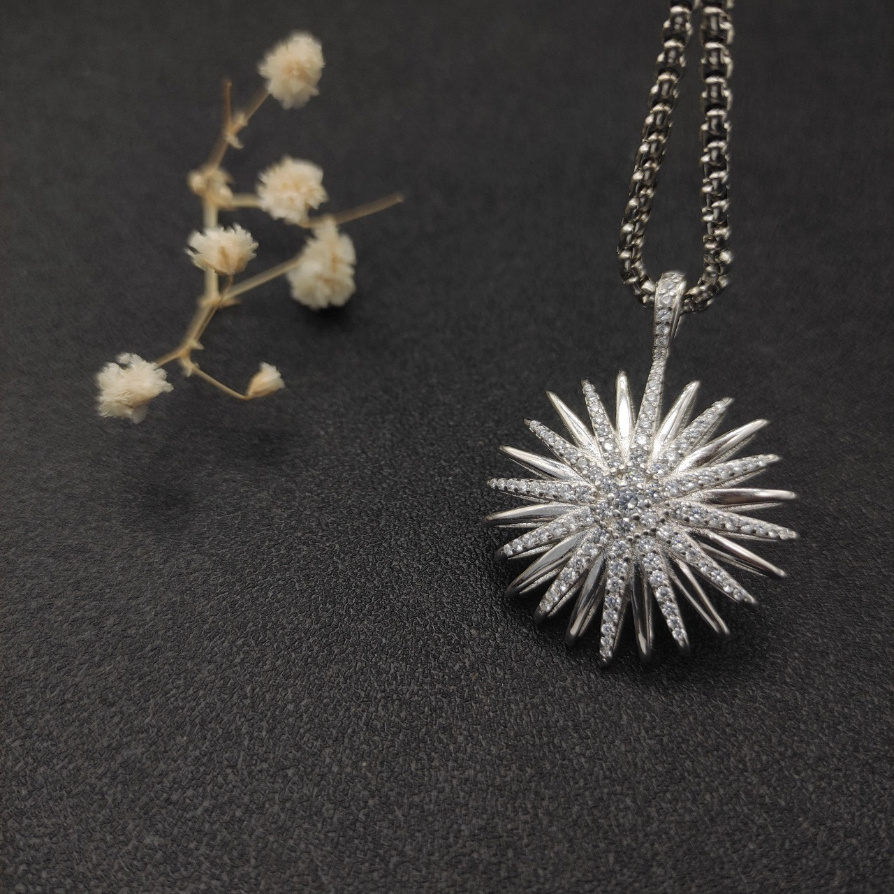dau1d Yvrm*n sunflower full of d1am0nds necklace(chain length 50+5cm delay chain chain thickness 3mm)
