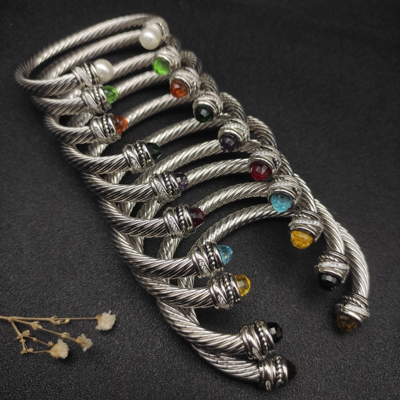 dau1d Yvrm*n 7mm rotating d1am0nd setting bracelet (wrist circumference 15-20cm)