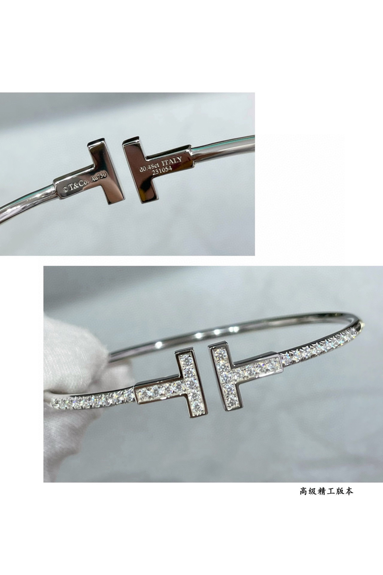 t*f*ny & co. double t D1am0nd half bracelet