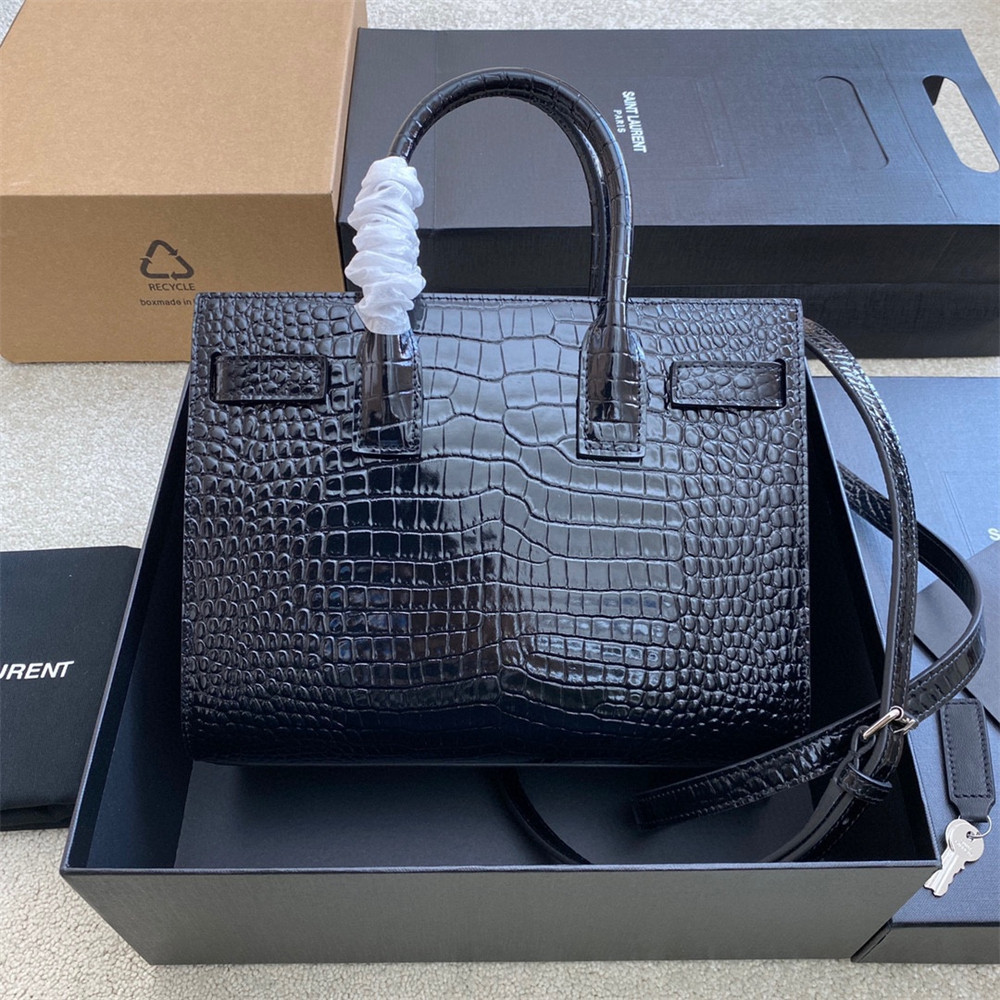 Y51 SAC DE JOUR BABY IN CROCODILE EMBOSSED LEATHER BLACK