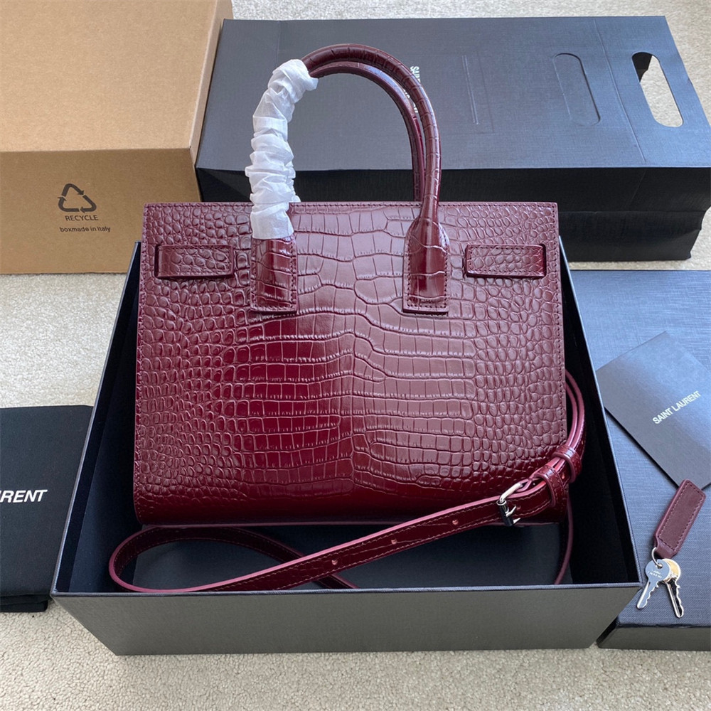 Y51 SAC DE JOUR BABY IN CROCODILE EMBOSSED LEATHER RED
