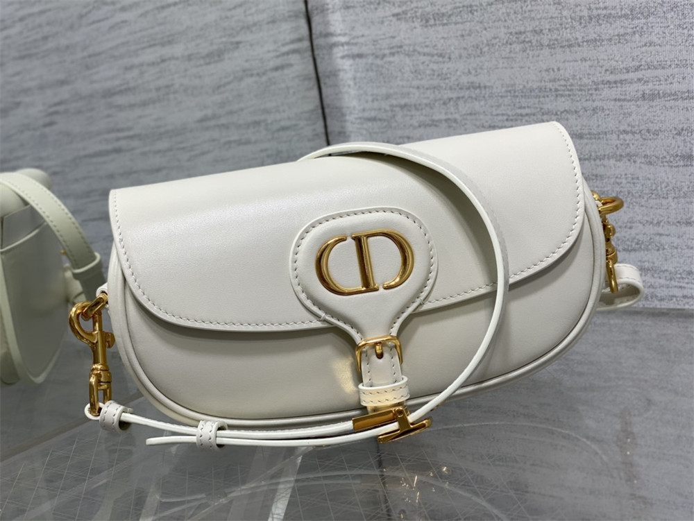 D10r BOBBY EAST-WEST BAG Latte Box Calfskin white