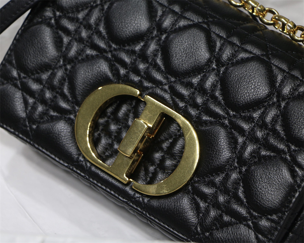 SMALL D10r CARO BAG Black S*pple Cannage Calfskin 20 x 12 x 7 cm