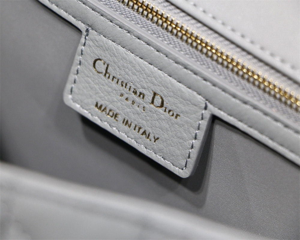 LARGE D10r CARO BAG Stone Gray S*pple Cannage Calfskin 29 x 18 x 10 cm