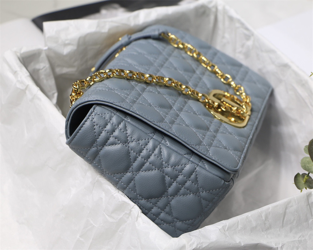 LARGE D10r CARO BAG Light Blue S*pple Cannage Calfskin 29 x 18 x 10 cm