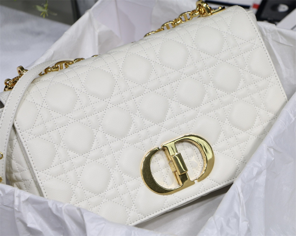LARGE D10r CARO BAG Ivory S*pple Cannage Calfskin 29 x 18 x 10 cm