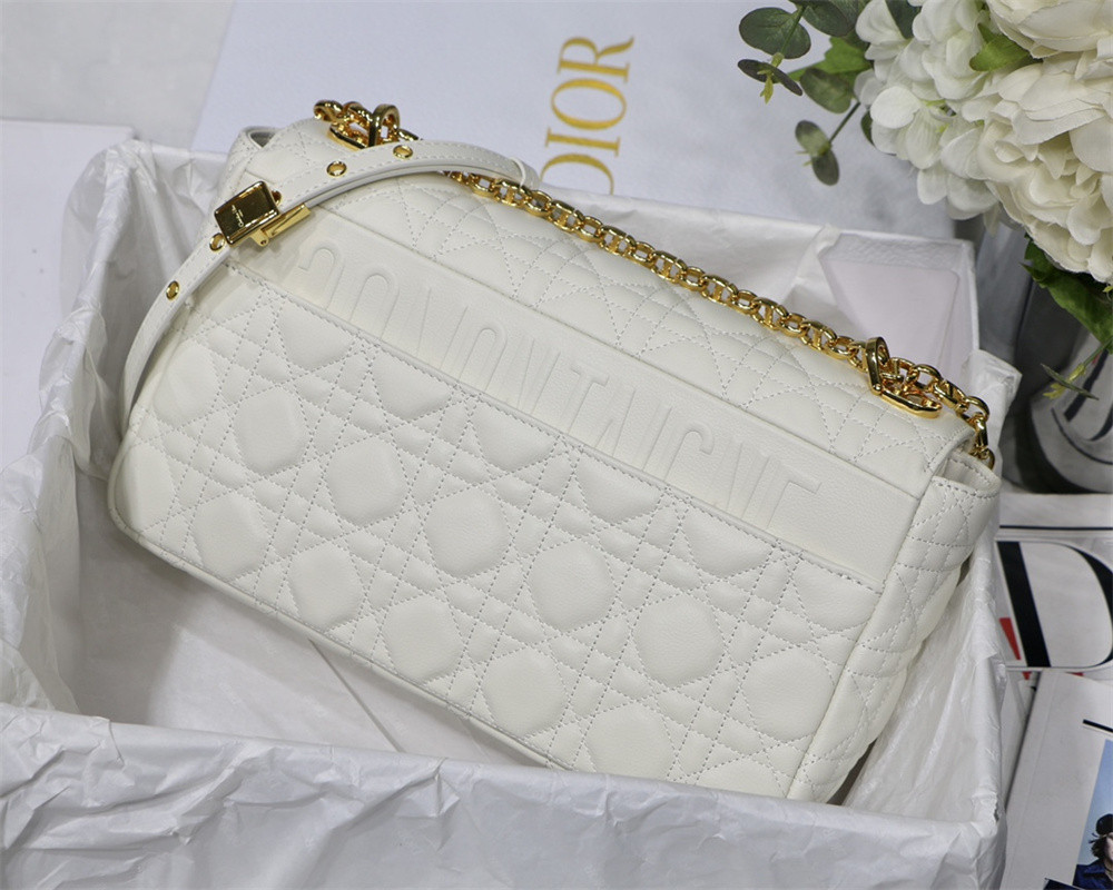 LARGE D10r CARO BAG Ivory S*pple Cannage Calfskin 29 x 18 x 10 cm